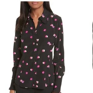 Rebecca Taylor Floriana Stretch Floral Blouse 10